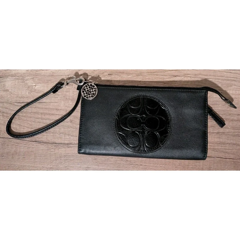 Coach Wristlet Wallet Accordion Black 7.5"x 4.25" - Picture 1 of 12